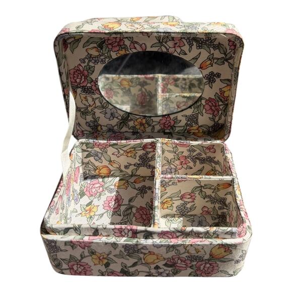 Set of 2 Vintage Liberty Style Floral Fabric Covered Trinket Jewelry Box - Picture 4 of 13